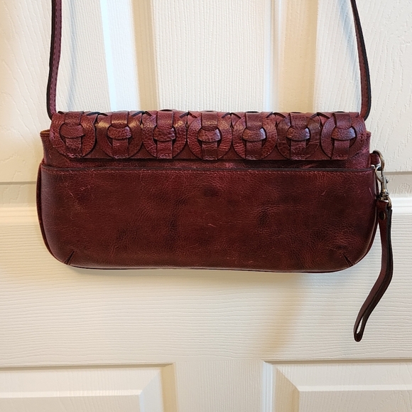 Patricia Nash Baku Leather Crossbody Clutch in Red / Pomegranate color - Picture 4 of 12